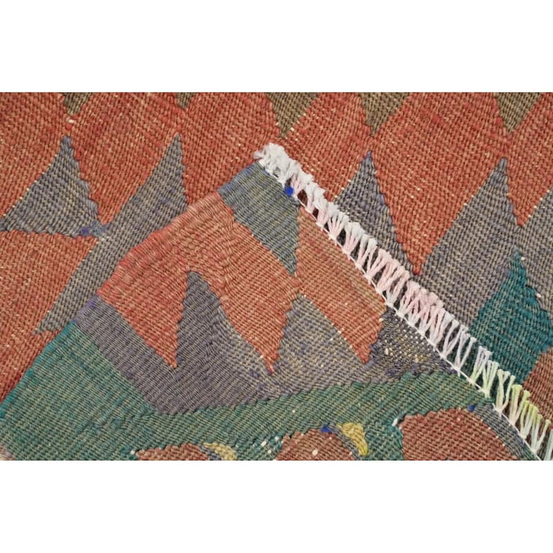 Hand Woven Oriental 100% Wool Carpet Southwestern Tribal Oranges & Rust Kilim Area Rug - 7' 0'' X 5' 8''