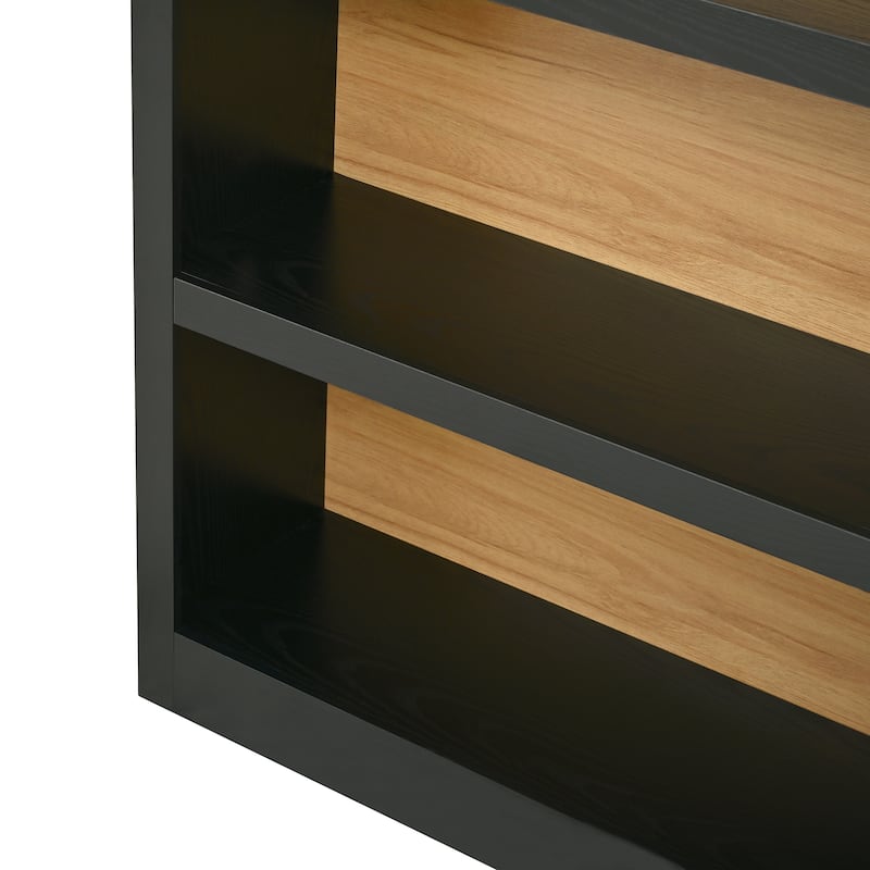 Freestanding Tall Bookshelves Set of 2, Farmhouse Two-Tone Open Storage Cabinet with Fabric Arched Top, 5-Tier Display Bookcase