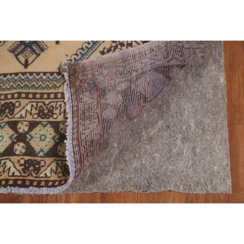 Geometric Bakhtiari Persian Vintage Rug Hand-Knotted Wool Carpet - 6'10"x 9'5"