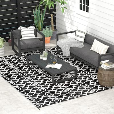 Outsunny Reversible Outdoor Rug, 9' x 12' Waterproof Plastic Straw Floor Mat, Portable RV Camping Carpet