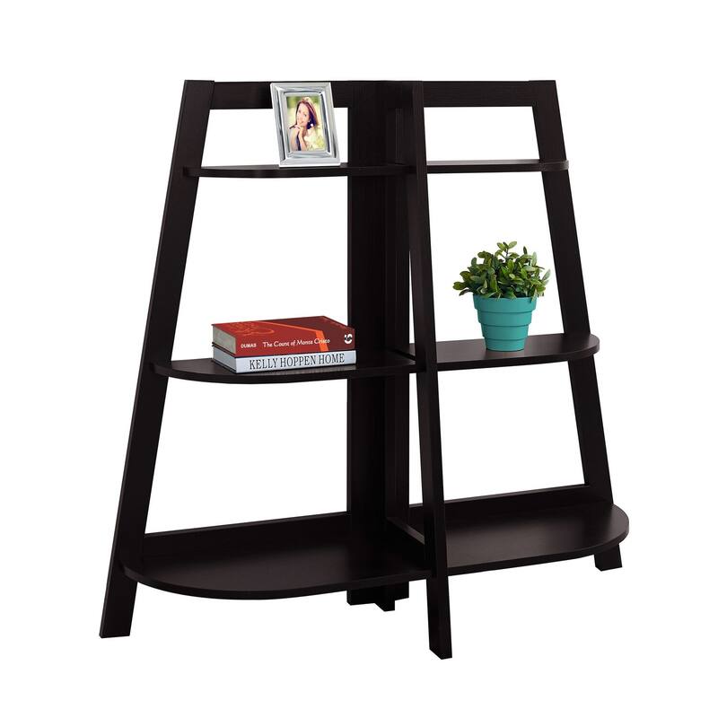 Contemporary Bookshelf - 3 Tier Cool Bookshelf, Cappuccino Finish, Modern Storage Unit, 51" Wide - 48
