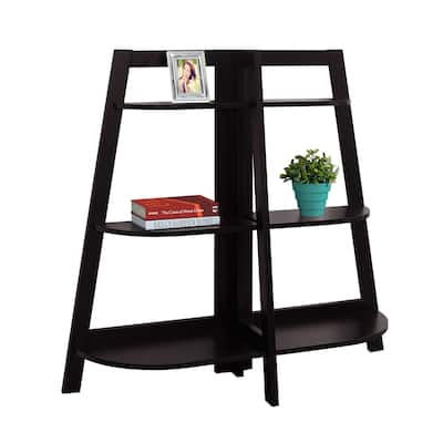 Contemporary Bookshelf - 3 Tier Cool Bookshelf, Cappuccino Finish, Modern Storage Unit, 51" Wide - 48