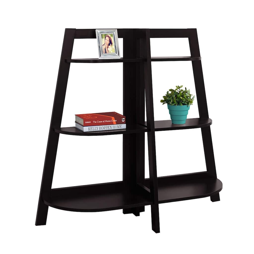 Contemporary Bookshelf - 3 Tier Cool Bookshelf, Cappuccino Finish, Modern Storage Unit, 51" Wide - 48