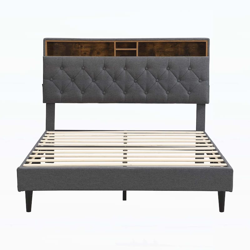 Versatile Platform Bed with Advanced Charging and Storage Options