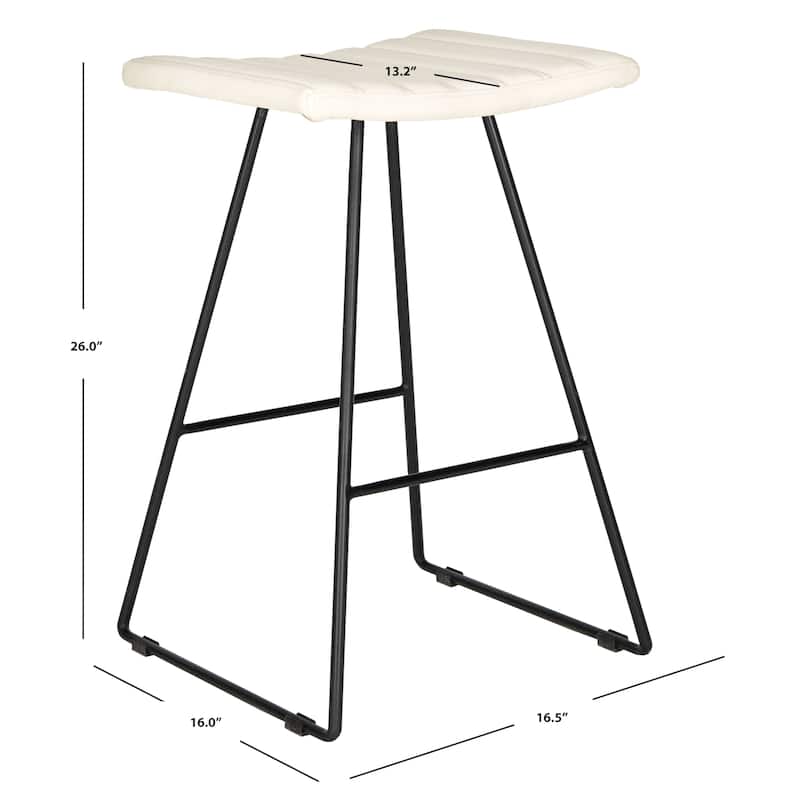 SAFAVIEH Doreen Mid-Century Dining Modern White 27-inch Counter Stool (Set of 2) - 16.5" x 16" x 26"