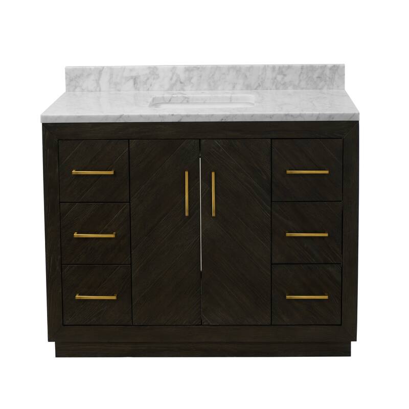 KitchenBathCollection Peyton 48" Bathroom Vanity with Carrara Marble Top