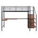 preview thumbnail 26 of 38, Twin Size Metal Loft Bed with Desk, Metal Grid and Wardrobe, White