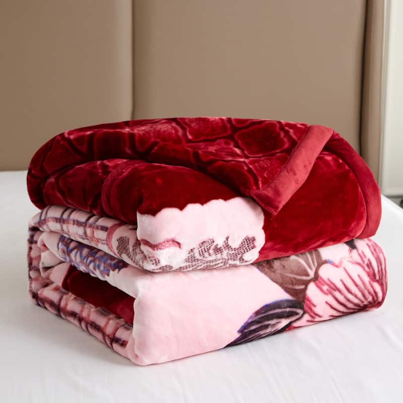 Floral & Animal 2-Ply Heavy Raschel Blanket 85" X 95"
