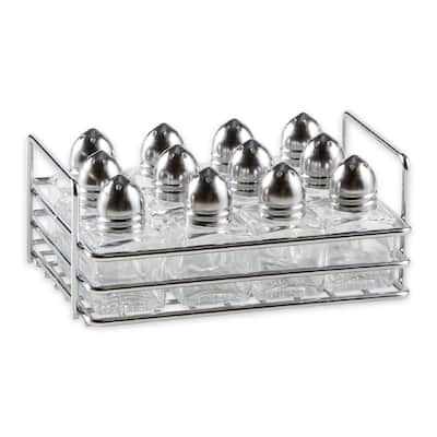 Mini Glass S and P Shakers with Rack (Set of 12)