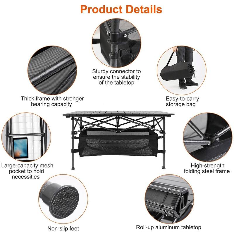 Adjustable Height Folding Table with Storage Bag