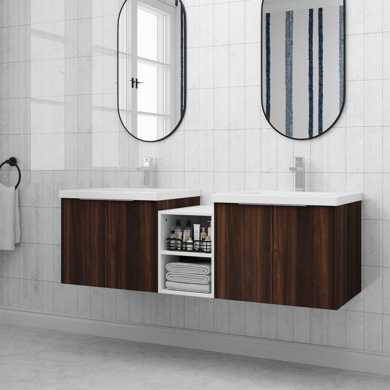 ARTCHIRLY 24/36/48/60/72/84 Inch Bathroom Vanity with Sink, Floating Bathroom Vanity with Soft Close Door and Shelf