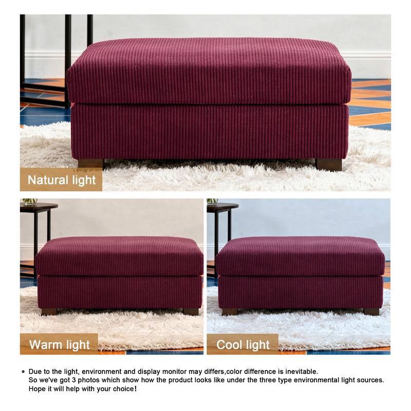 Modern Oversized striped Corduroy Ottoman