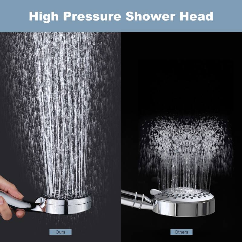 WOWOW 5-Spray 3.5 in. Wall Mount Handheld Shower Head