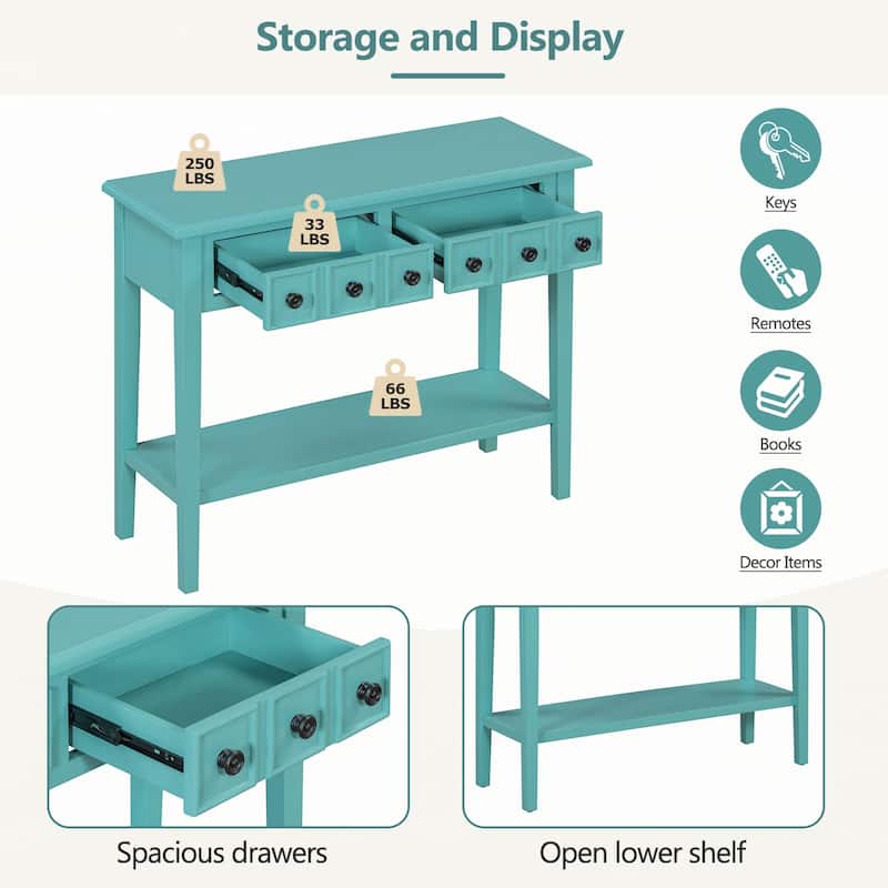 Entryway Table with 2 Drawers(Teal)
