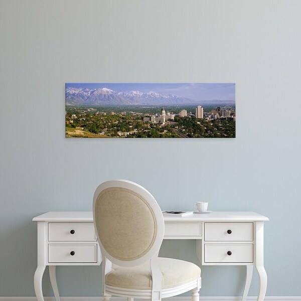 Easy Art Prints Panoramic Images's 'High angle view of a city, Salt Lake City, Utah, USA' Premium Canvas Art