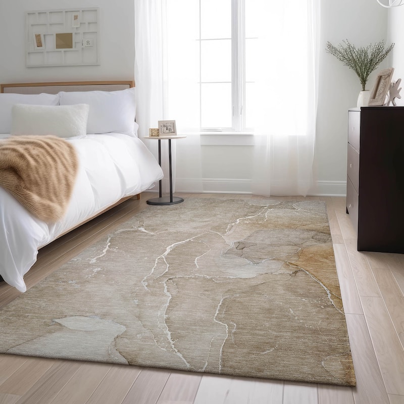 Premium Washable Super Soft Abstract Contemporary Mayfield Rug - Beige - 8' x 10' - Rectangle