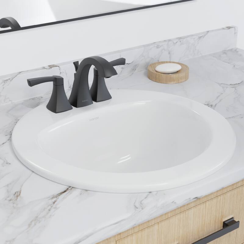 Karran Valera 20" Circular Top Mount Vitreous China Bathroom Sink in White