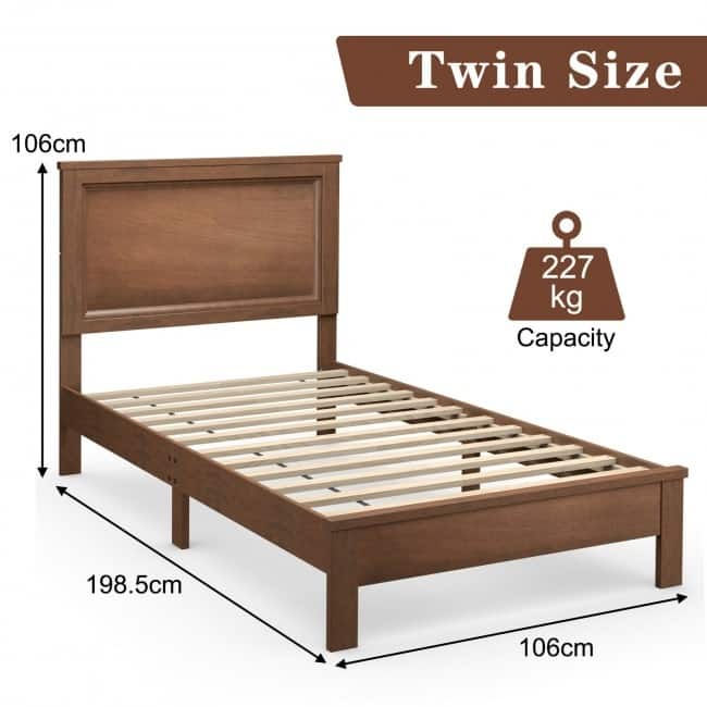 Twin Size Platform Bed Frame with Rubber Wood Leg