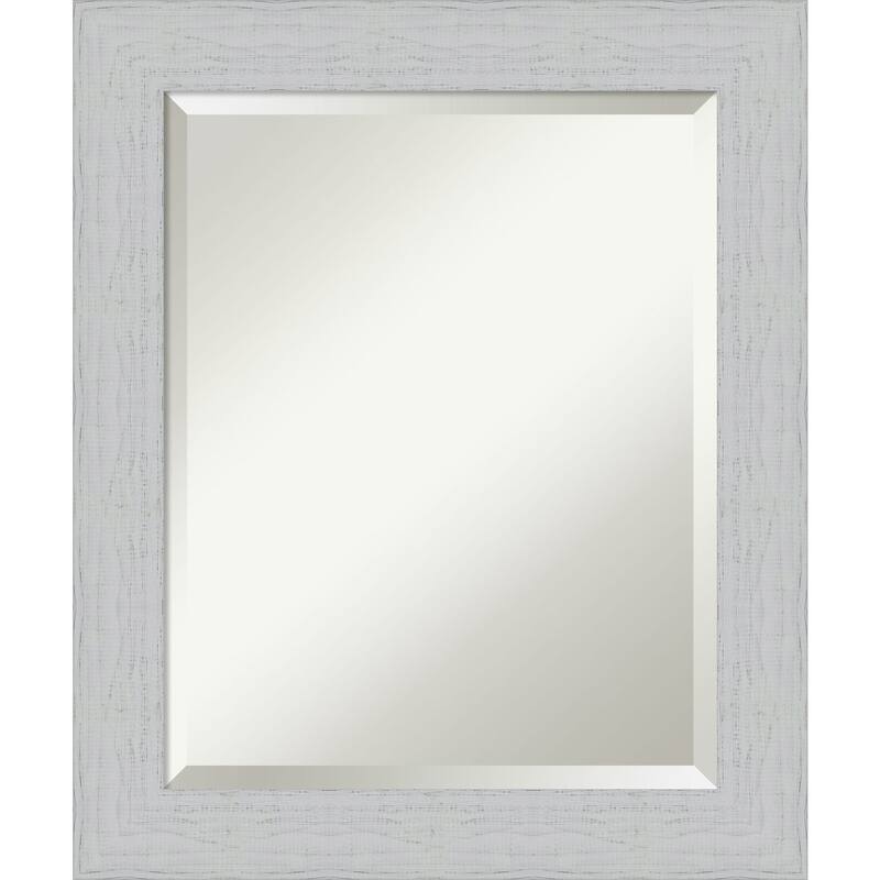 Beveled Wood Bathroom Wall Mirror - Shiplap White Frame