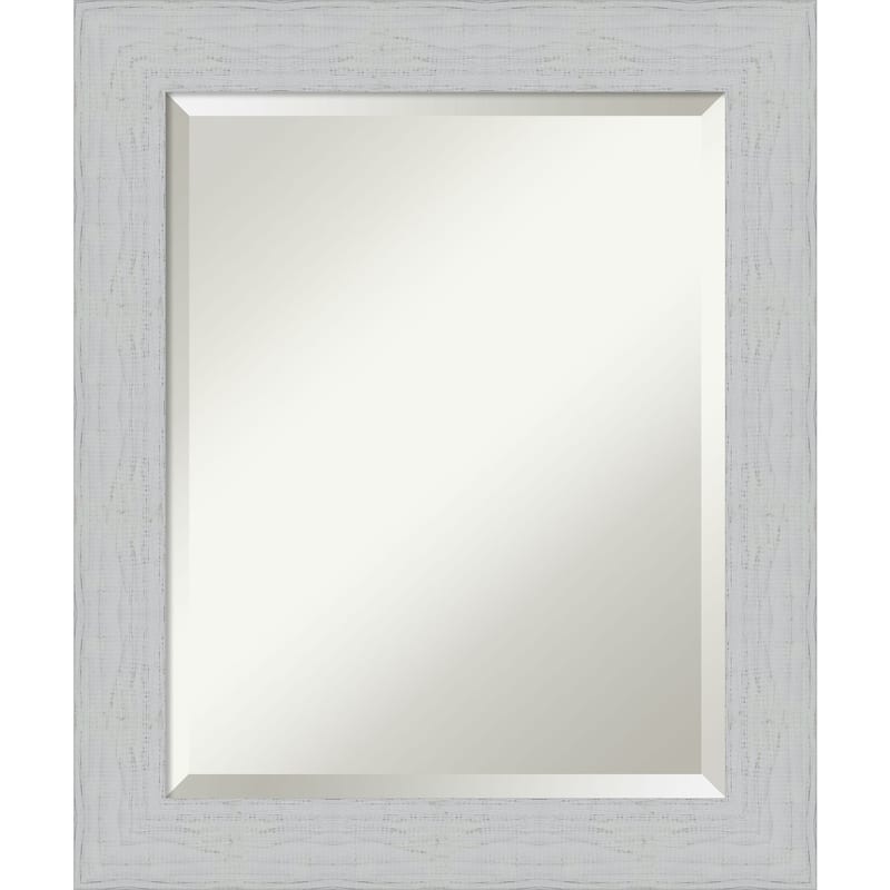 Beveled Wood Wall Mirror - Shiplap White Frame