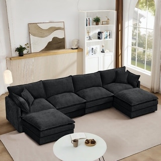 130.7" Modular Chenille U-Shape Sectional Sofa with Movable Ottomans ...