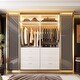 preview thumbnail 50 of 50, Kyrvo Freestanding Closet System with 3 Wooden Drawers and Hanging Rod and Storage Shelf, Walk-in Closet Organizer Wardrobe Set of 2 - White