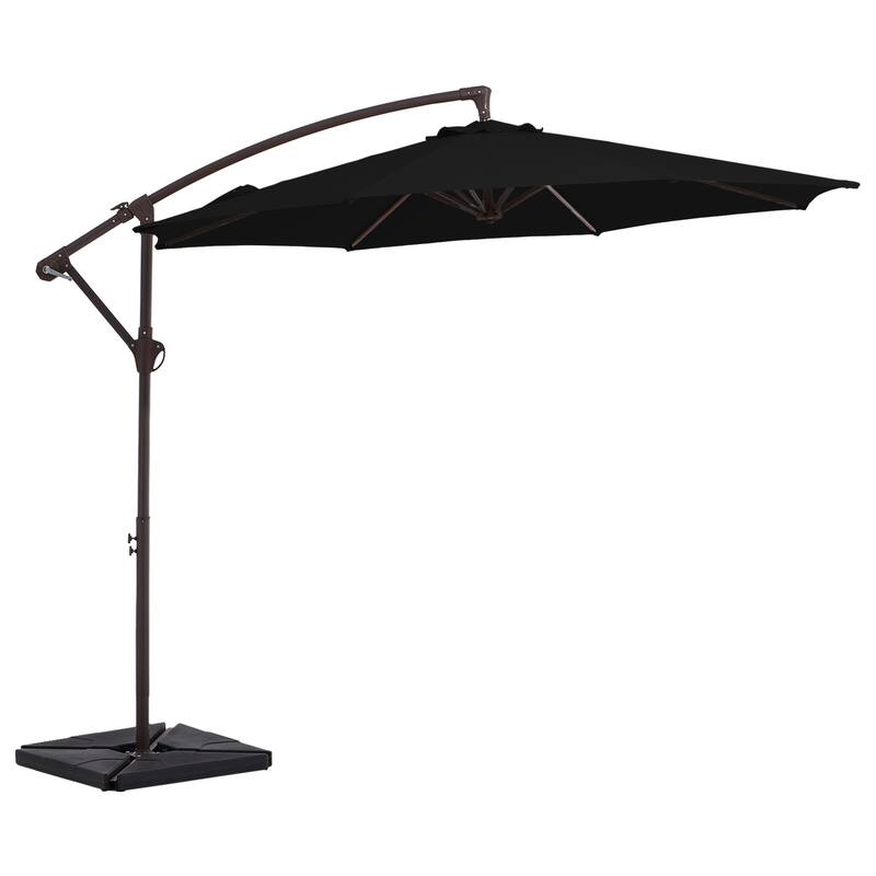 10 ft Steel Crank-lift Cantilever Umbrella With Weighted Base