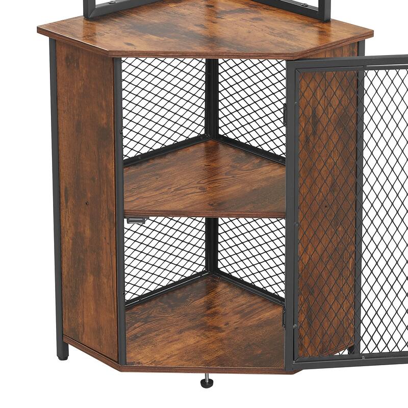 Javlergo 5-tier Wood Bookshelf Bookcase Display Corner Shelf with Storage and Glass Holder 63" Wine Bar