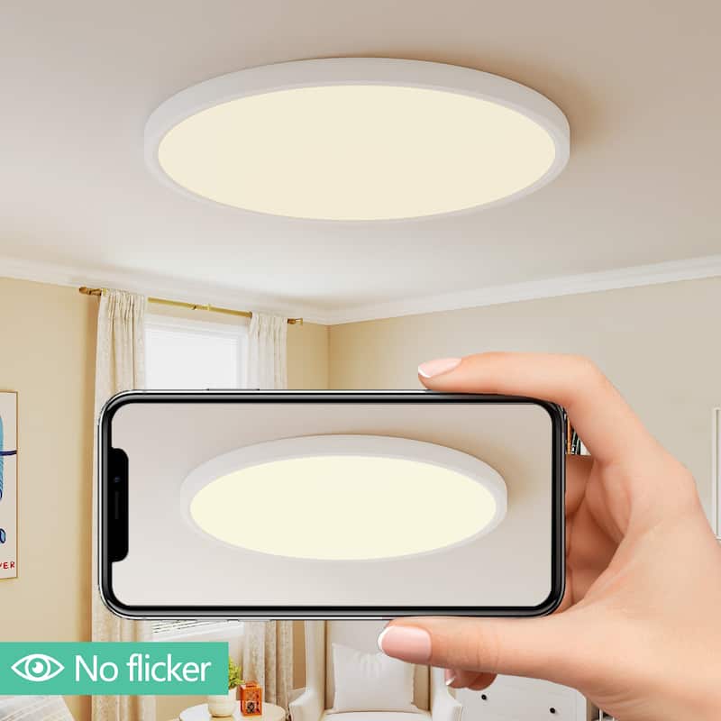16inch Flush Mount Ceiling Light, 32W 3520LM 5CCT Selectable, Dimmable LED Ceiling Light Fixture