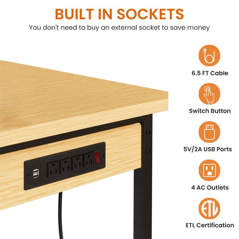 48" Adjustable Workbench w/ Pegboard, Wheels, Outlets, 1600lb Capacity