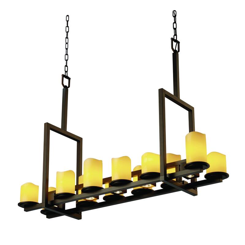 Justice Design CandleAria Dakota 12-up and 5-downlight Dark Bronze Chandelier, Tall Shade