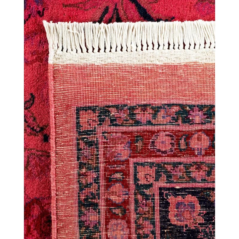 Overton Hand Knotted Wool Vintage Inspired Modern Contemporary Overdyed Pink Area Rug - 9' 2" x 12' 0"