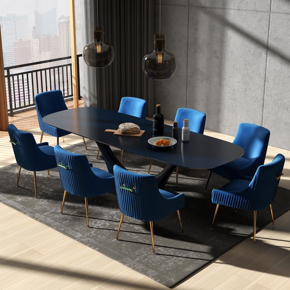 SEYNAR Modern Glam Velvet Dining Chair Set of 8 for Dining Room, Tufted Vanity Chair for Living Room (no table)