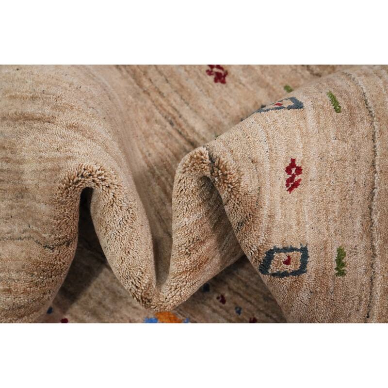 Hand Knotted Oriental 100% Wool Carpet Tribal Animal Pictorial Brown Gabbeh Runner Rug - 8' 10'' X 2' 9''