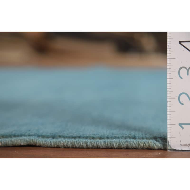 Blue Gabbeh Modern Area Rug Hand-Knotted Wool Carpet - 6'7" x 9'6"