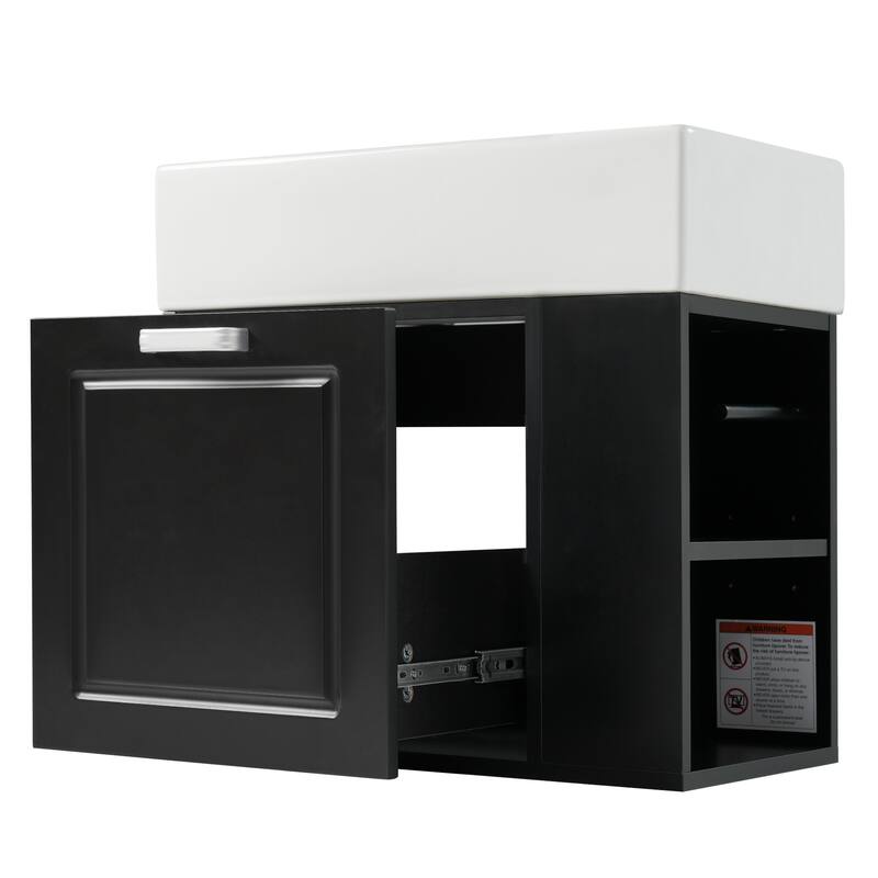Roomfitters Bathroom Vanity with Sink, Wall Mounted Floating Cabinet with Large Drawer, Adjustable Shelf and Soft-Close System