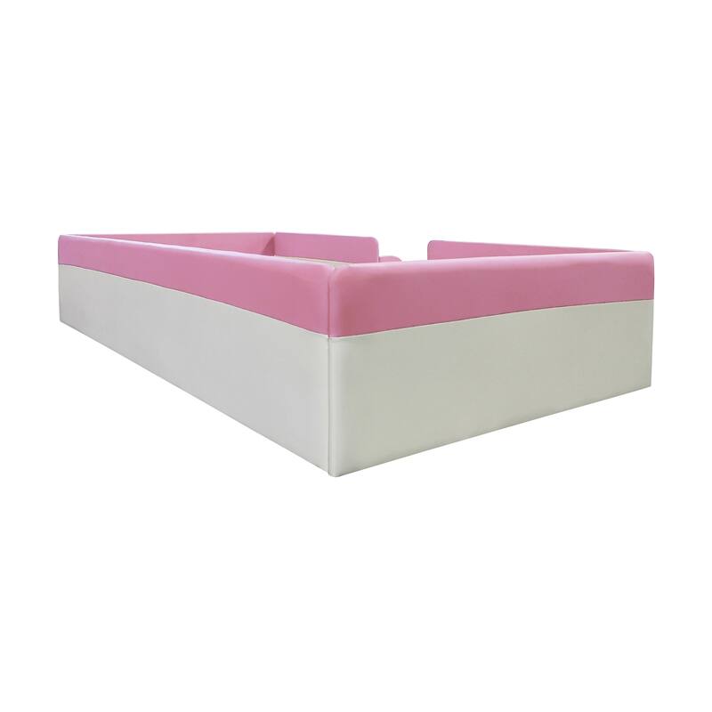 Upholstered Daybed with Enclosed Fence and Sturdy Stairs,for Relaxing and Playful Home Moments
