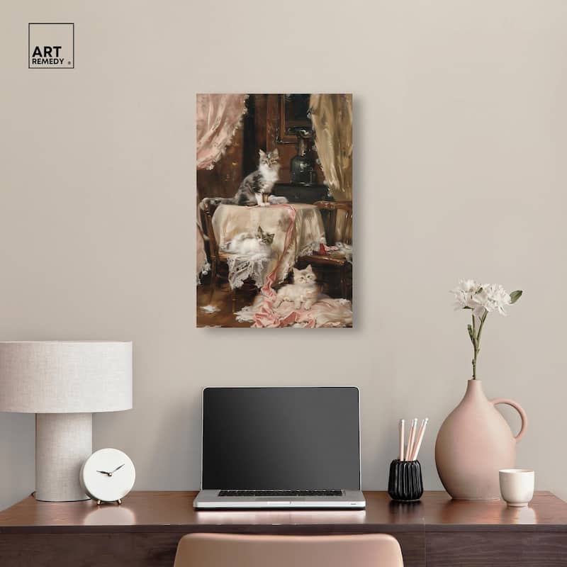 Kittens at the Table Canvas by Art Remedy, Gallery Wrapped