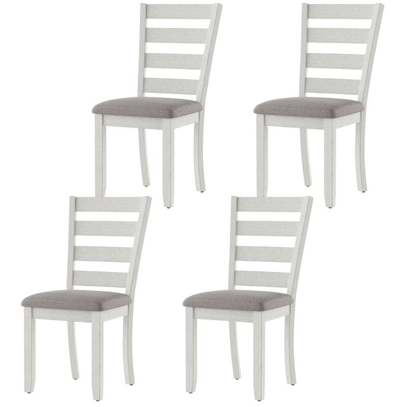 VECELO Solid Wood Dining Chairs Set of 2/4/6 with Linen Fabric Seating