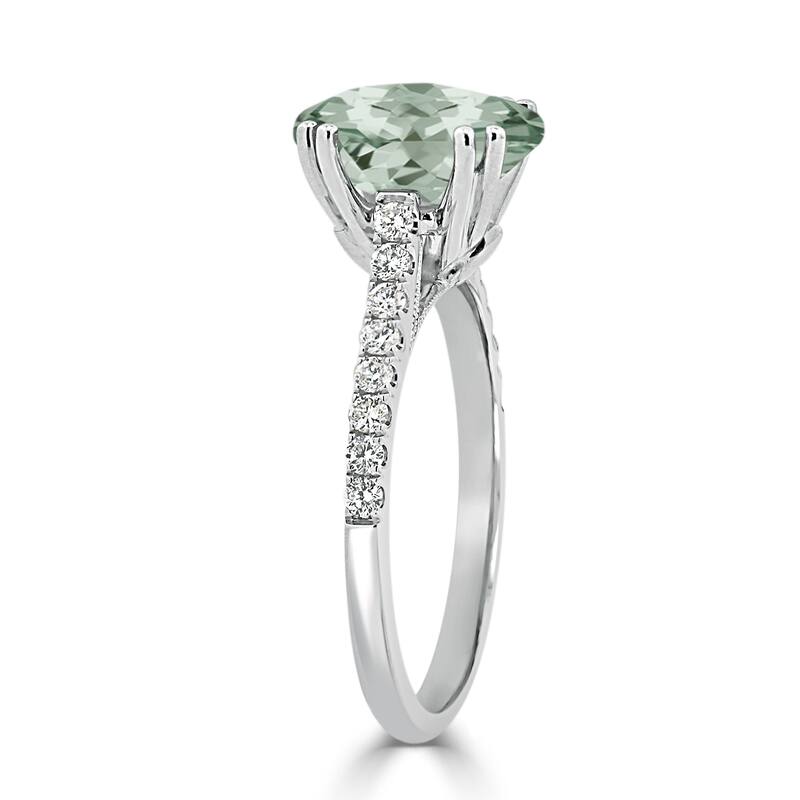 Auriya 1 5/8ct Fancy Oval Green Amethyst and Diamond Engagement Ring 1/4ctw 14k Gold