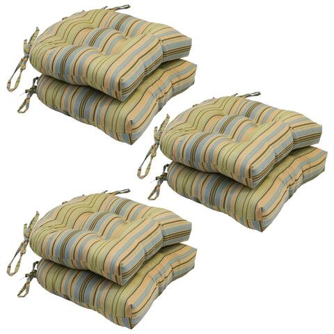 16-inch Rounded Back Jacquard Indoor Chair Cushion (Set of 2, 4, or 6) - 16 x 16
