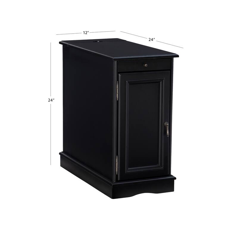 Rectangular Accent Table with USB and Storage Compartment - 24" - Black