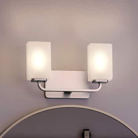 Luxury Contemporary Bath Light, 8.5"H x 13.5"W, with Modern Farmhouse Style, Brushed Nickel, BWP4321 by Urban Ambiance - 13.5