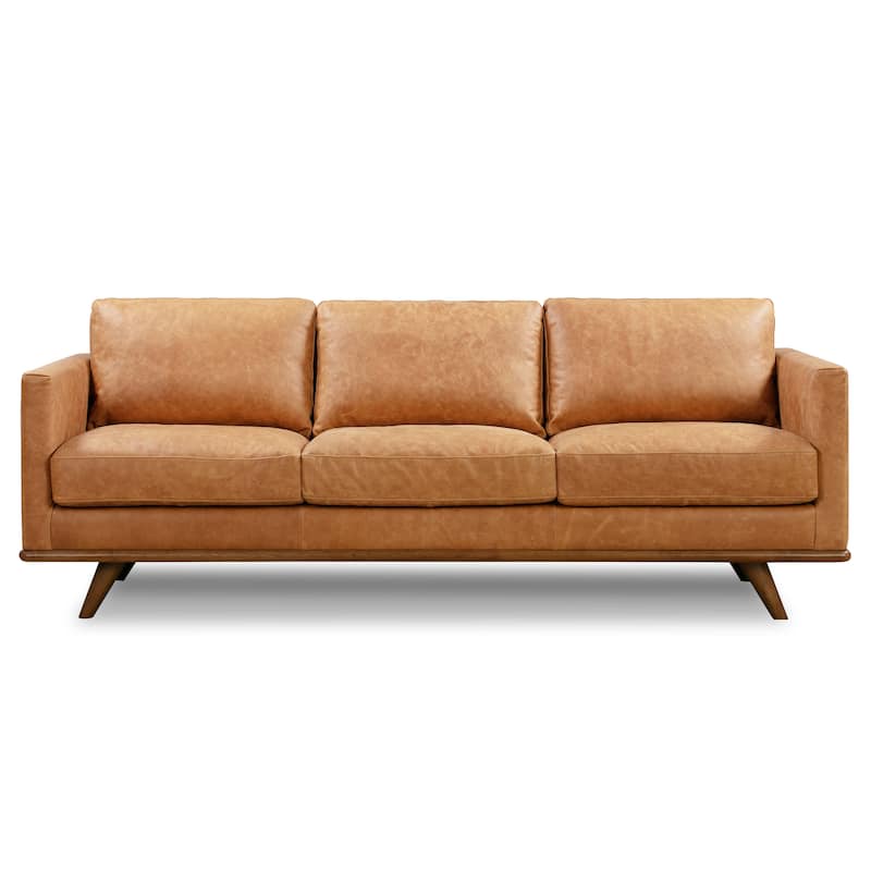 Poly & Bark Nolita 85" Sofa - Full Grain Genuine Italian Leather - Cognac Tan