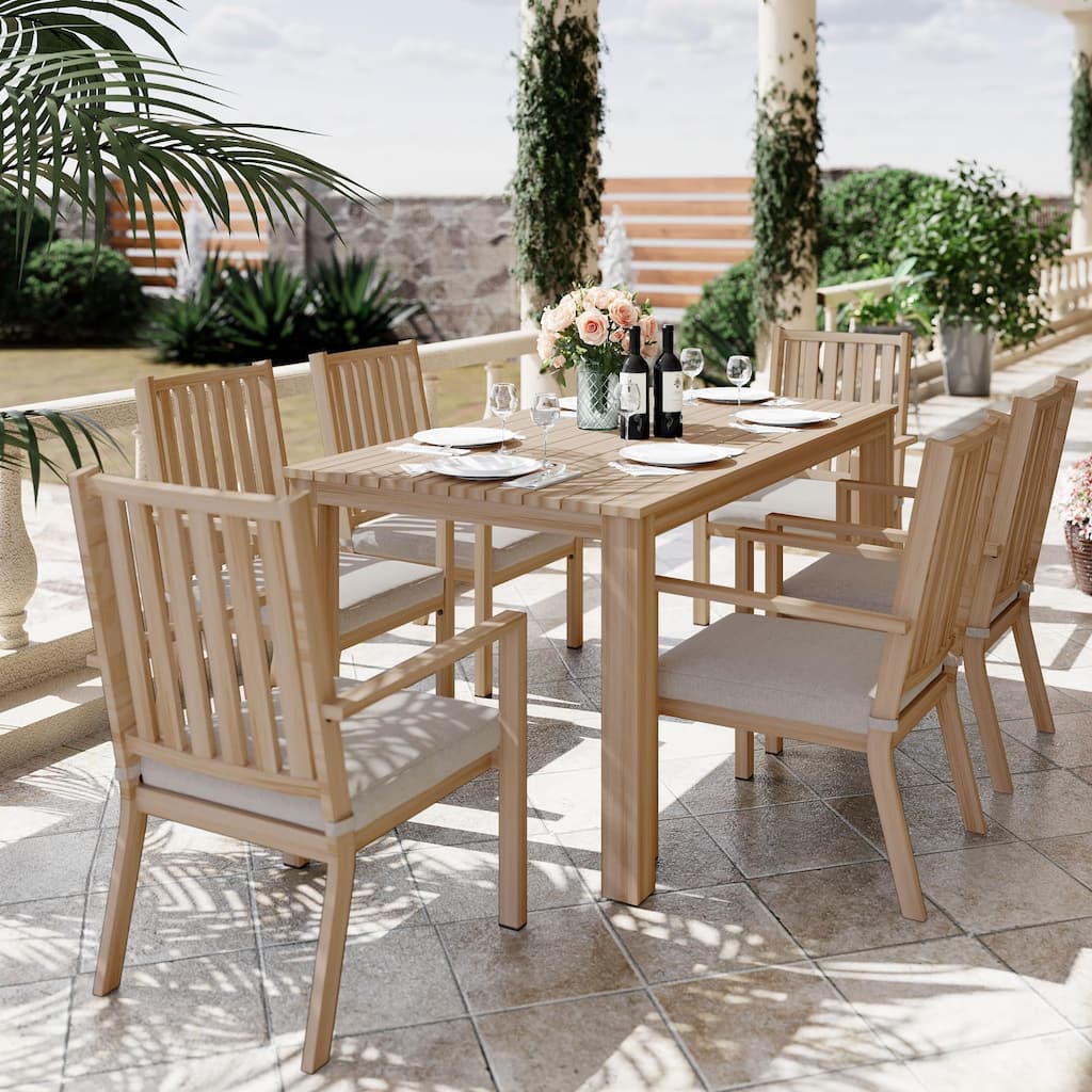7 Pieces Patio Dining Sets Aluminum Outdoor Dining Table with 6 Chairs and Removable Cushion for Lawn