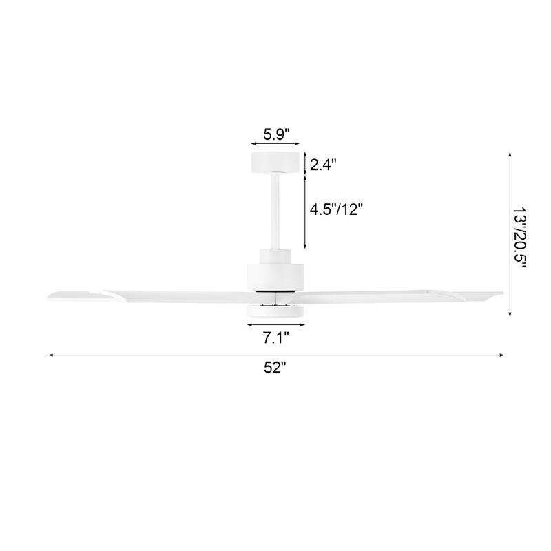 WINGBO 52" and 60" Solid Wood DC Motor Integrated LED Ceiling Fan with Remote