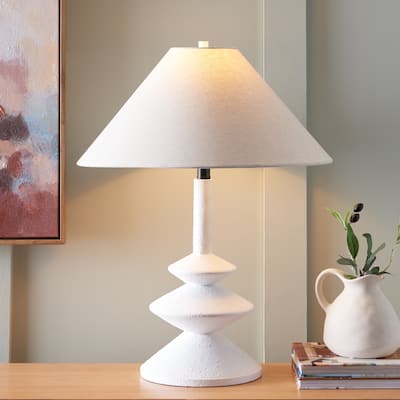 SAFAVIEH Lighting Jessy, 26 Inch, White, Polyresin Table Lamp - 20"W x 20"D x 25"H