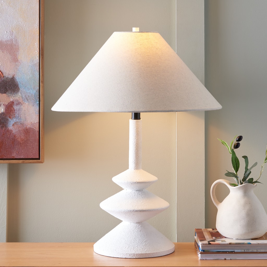 SAFAVIEH Lighting Jessy, 26 Inch, White, Polyresin Table Lamp - 20"W x 20"D x 25"H