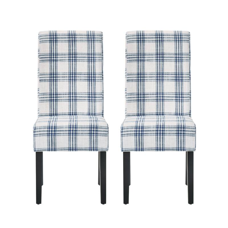 Fabric Dining Chair Set of 2, Upholstered Living Room Chair, No Arms Side Chair High-Back Accent Chair with Wood Legs