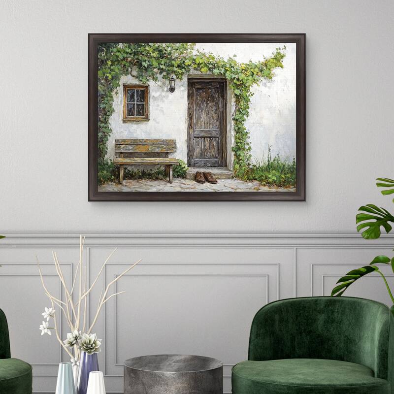 Masterpiece Art Gallery| Green Vines and Boots II by Petals Prints Design - Framed Canvas Art Print